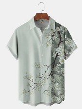 Japanese Sakura Floral Chest Pocket Hawaiian Shirt