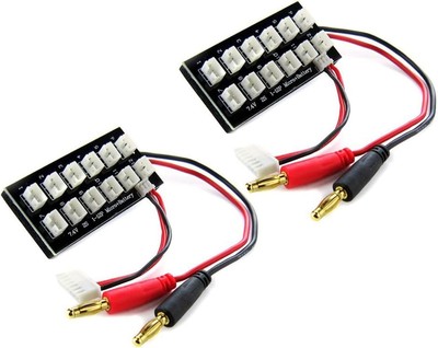 2Pcs 2S 7.4V LiPo Parallel Charging Board JST-PH2.0 3-Pin 4.0mm Banana Plug... 