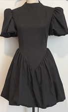 Nana's Dress Balloon Sleeve Black Zip Back Size XSmall