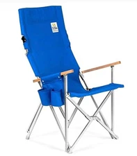 Foxcamp Lightweight Folding High Back Camping Chair with Cupholder Pocket-Blue