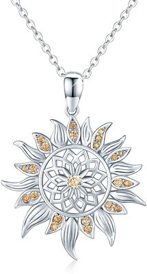 Sunflower Necklaces 925 Sterling Silver Sun flower Jewelry Gifts For Women Girls