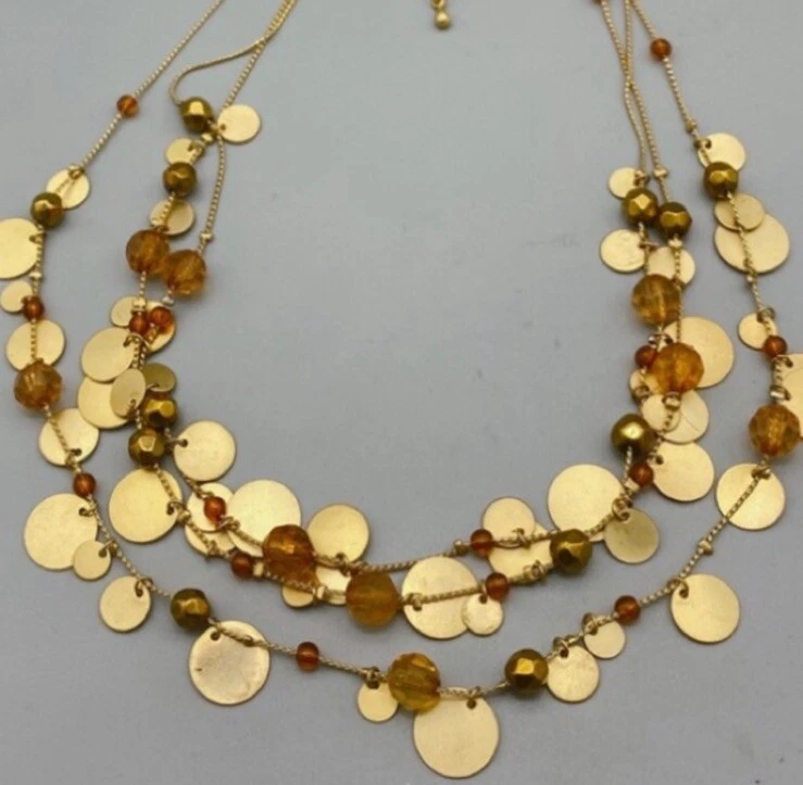 Collar Gitano Multi Hilos Tono Dorado Discos Estrás Foto 2 de 4