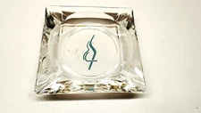 Vintage Clear Square Glass Ashtray 3.5"