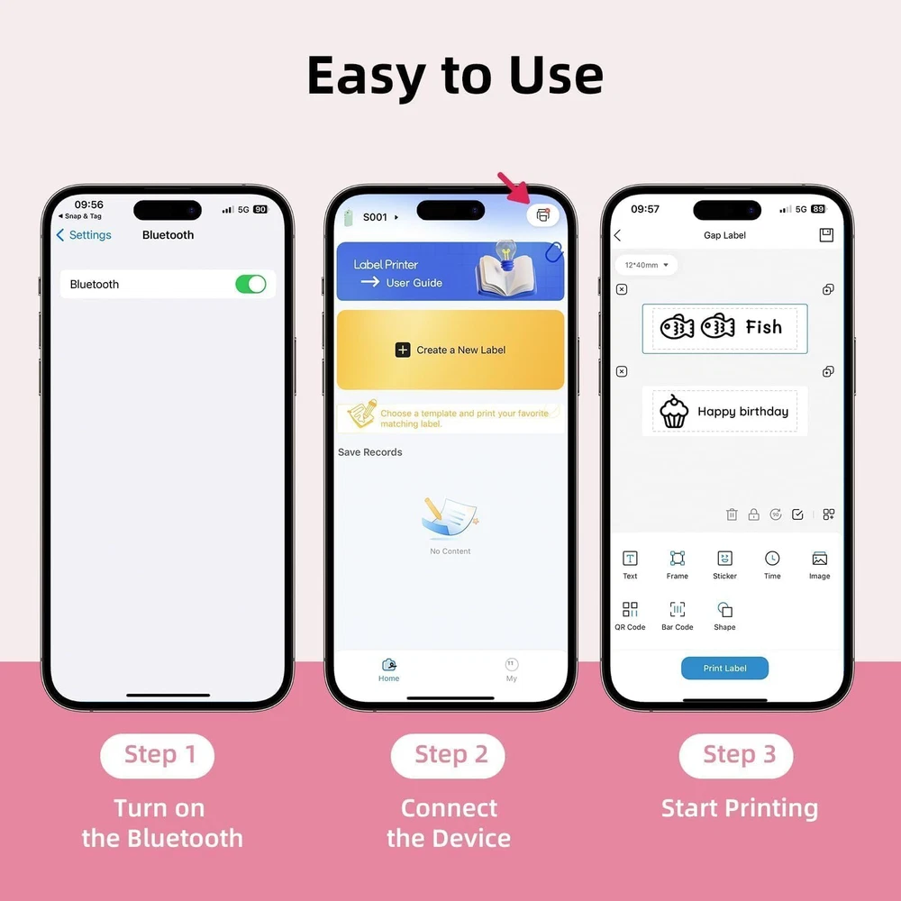 Portable Bluetooth Label Maker Machine with Tape for Home Office Organization S001