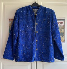 Indigo Moon Royal Blue Floral Beaded Sequin Lined Jacket M 12 14 East