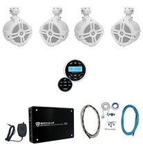 Rockville RGHR2 Marine Bluetooth Receiver Remote 4 6.5" Wakeboards Amplifier