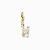 Thomas Sabo Charm AnhäNger Buchstabe W Silber Vergoldet WeißE Steine 1986-414-14