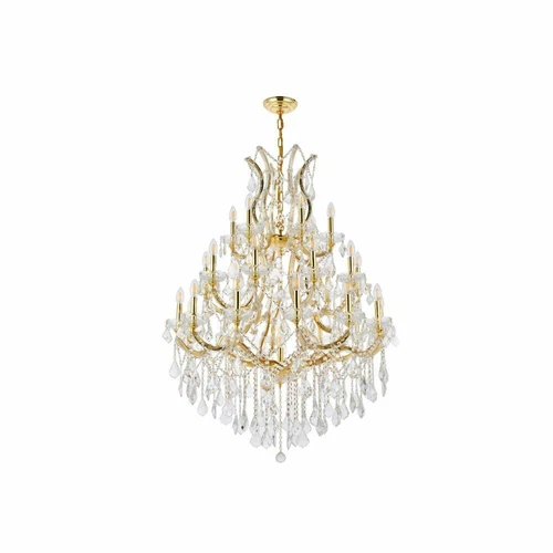 Crystal Chandelier Large Gold Foyer Living or Dining Room 28 Light Fixture 52 in - Picture 5 of 8