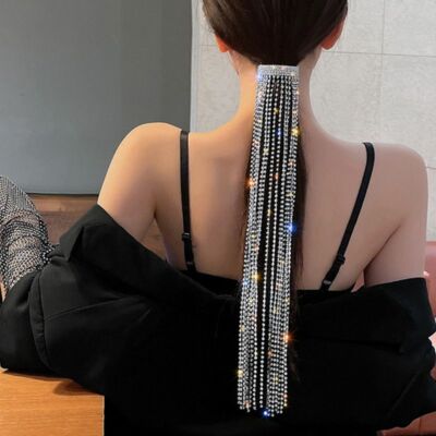 Shiny Full Rhinestone Hairpins for Women Long Tassel Crystal Hair Accessorie. Moon Crystal Rhinestone Hair Accessories Set - 6 Pcs Moon  main image 3
