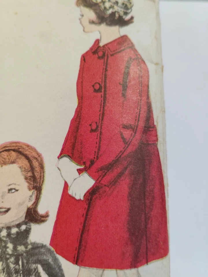 Dress Coat Long Scarf Girls 10 Vogue 5739 Sewing Pattern Cut VTG Wool Tweed Knee - Image 4 of 4