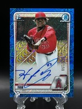Hector Yan 2020 Bowman Chrome Prospect Auto Blue Refractor #'d 150/150 Bookend