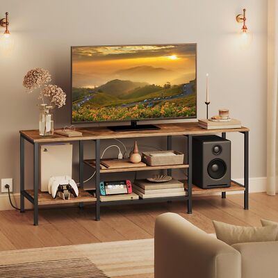 HOOBRO TV Stand with Power Outlets to 65 Inches TV Console Table with Open St...