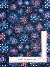 Patriotic Fireworks Fabric Liberty Glory Freedom Blue Cotton QT By The Yard