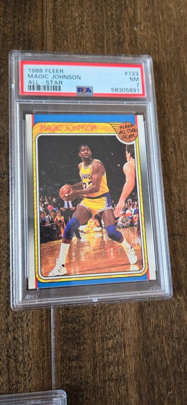 1988 1988-89 FLEER ALL STAR MAGIC JOHNSON LA LAKERS MICHIGAN ST. HOF 123 PSA 7