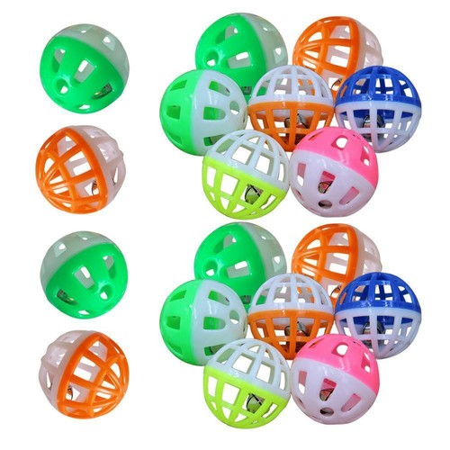 18 Pcs Pet Cat Play Balls With Jingle Bell Pounce Chase Rattle Toy eBay