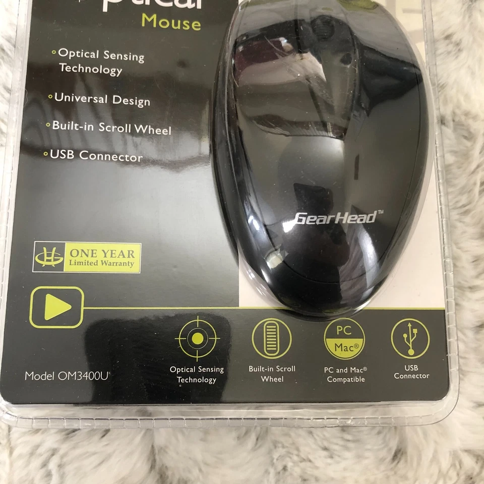 Gear Head 3 Button Optical Mouse Black USB Connector New - Image 2 of 4
