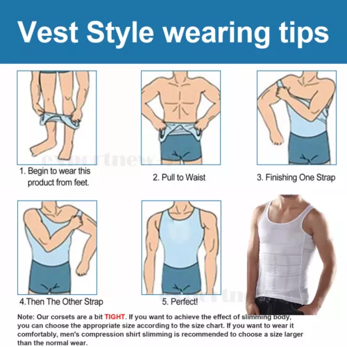 T-shirt canotta da uomo body shaper ventre compressione petto cintura - Foto 13 di 29