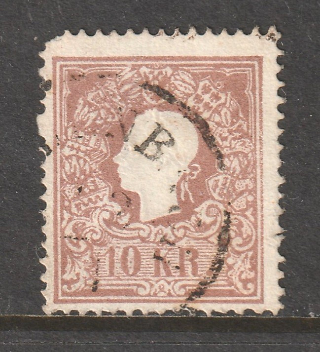 Austria, Scott #10a, usado, F, 10kr Franz Joseph, 1858, tipo I, lazos de arco rotos