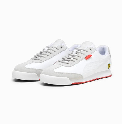 Authentic Puma Men's Ferrari Roma Via Sneakers Shoes - White/Cool Light Gray