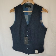 Remus Uomo Jeans Waistcoat Mens 38 R  Leo W Blue Fleck Wool Blend BNWT £85 RRP