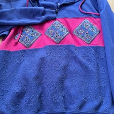 Vintage Blair Pullover Fleece Sweatshirt with Multi-Color Geometric Pattern