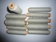 10 bobines de fil coton  gris filature mercerie usine déco support bois