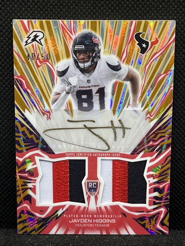 2025 Topps Resurgence Jayden Higgins RC Dual Patch Auto 40/50 Houston Texans