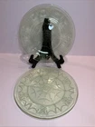 Vintage 2 Hocking Glass Co. Cameo Ballerina Green 9.25" Diameter Dinner Plate