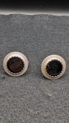 Brodway Tuxmakers Vintage Pair of Silver Ttone &Black Onyx Tone Round Cufflinks