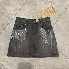 NWT kids childrens place grey denim jean skirt with sequins