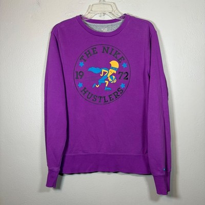 Nike Athletic Dept Hustlers 1972 Purple Graphic Crewneck Sweatshirt Large 453570