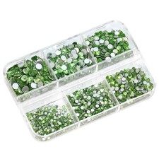 Box of 2100 Flatback Glass Rhinestones in 6 Assorted Sizes for Nails & Crafting