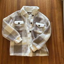 Fluffy Flannel Jacket With Buttons And Pockets Women s Size Small