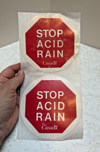 Stop Acid Rain Canada Government Stop-Sign Shaped Sticker Decal Red White X2