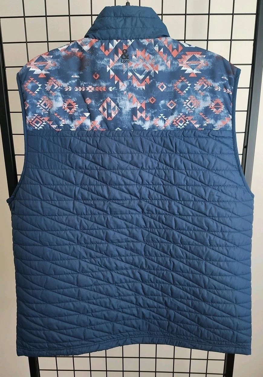 &Lore By Tahoe River Men's Quilted Vest Size XL Full Zip Blue Sleeveless Jacket  image 4