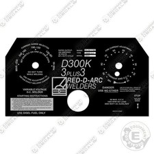 Fits Red-D-Arc D300K3+3 Faceplate Decal Generator Welder - 7 YEAR 3M VINYL!