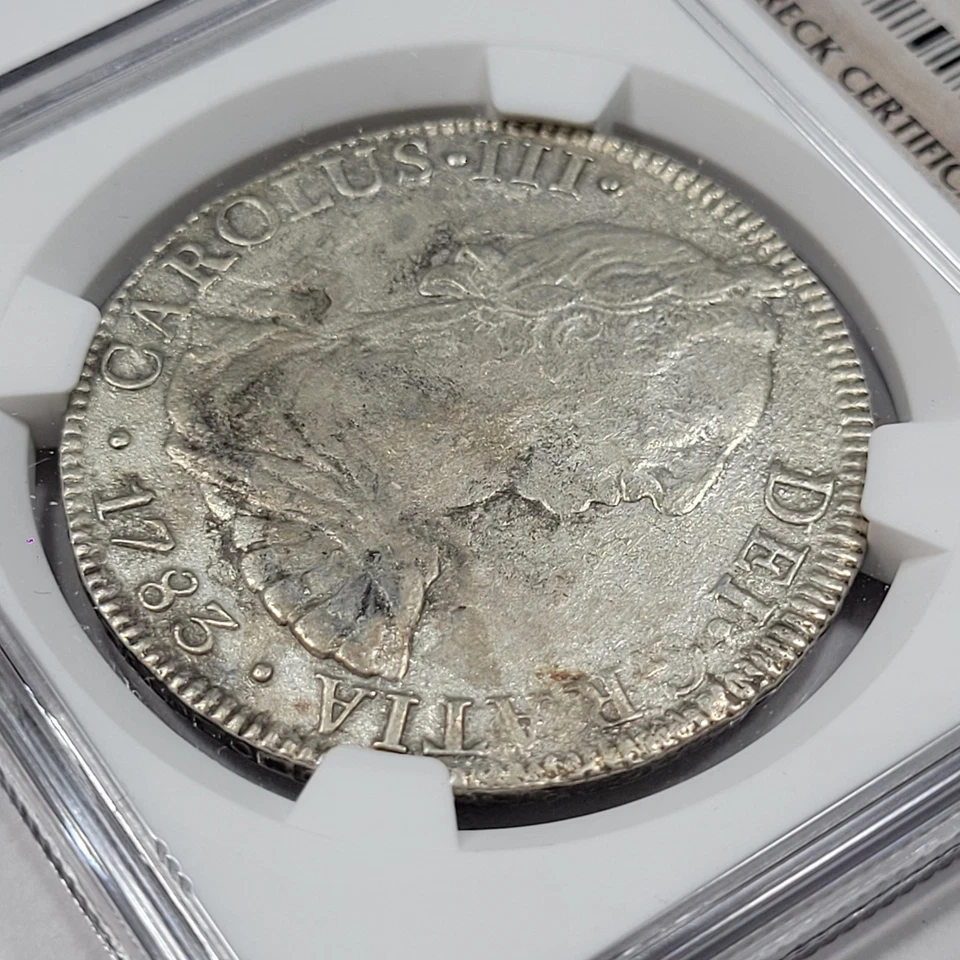 1783 Mo Mexico Silver 8 Reales EL CAZADOR SHIPWRECK NGC VF Genuine *M20 - Image 3 of 4