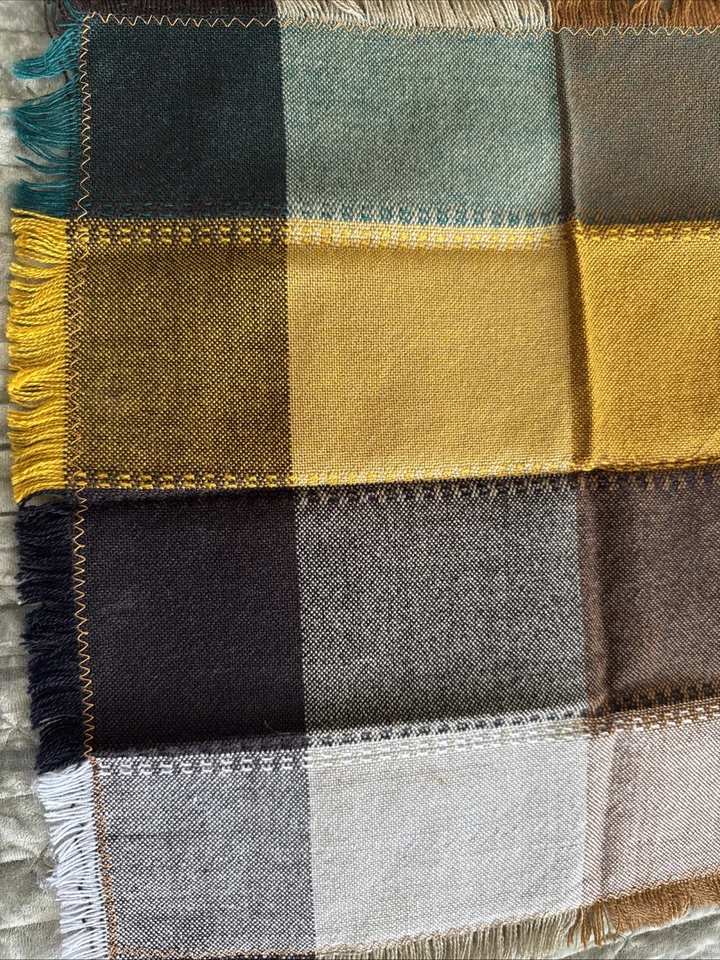 Juego de 8 servilletas de cena de tela verde, marrón y dorado a cuadros otoño/otoño-17" x 17" Foto 2 de 4