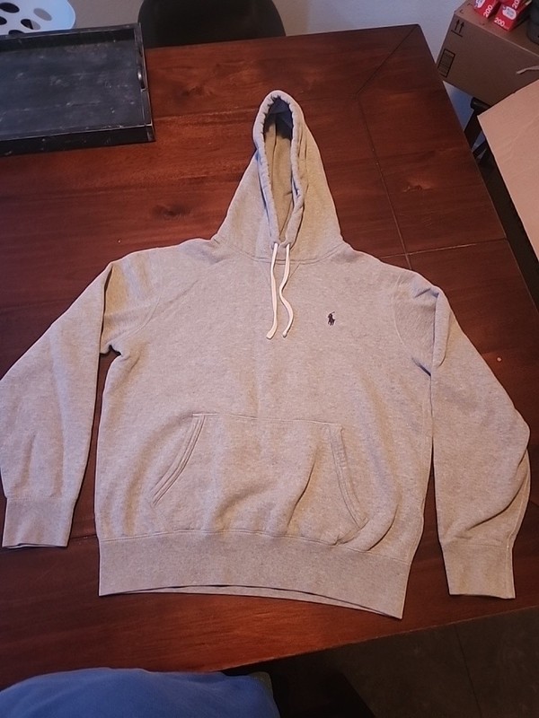 Vintage Polo Ralph Lauren Hoodie Mens XL Gray 90s USA Horse Thermal Heavy