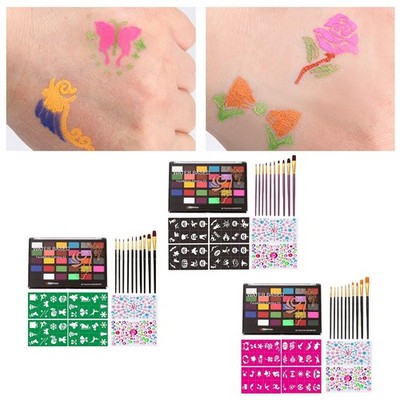 Gesicht Körper Lack Set, 30 Farben mit 10 Pinseln mit 2 Glitzer Wasserbasis