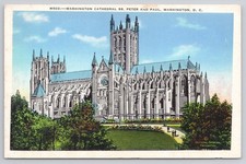 Washington Cathedral SS. Peter & Paul DC Vintage Postcard 1954 Linen Era