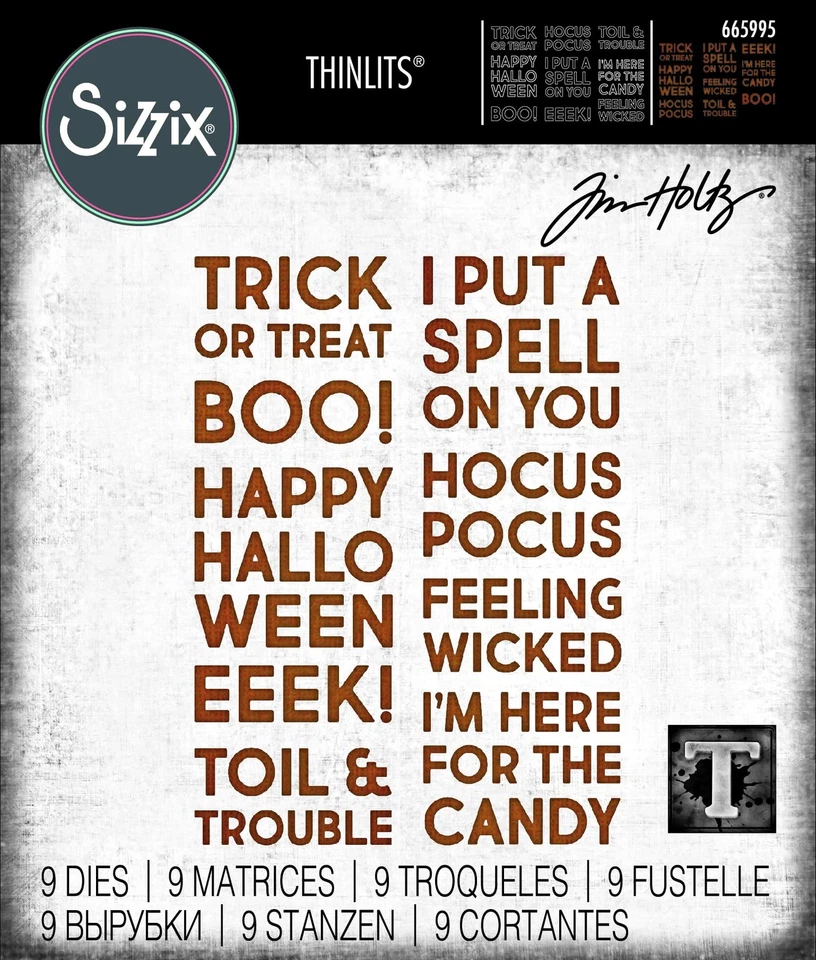 Sizzx Thinlits Die Set 9PK Bold Text Halloween by Tim Holtz | 665995 | Chapte... - Image 3 of 4