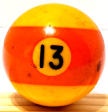 BILLIARDS 13 Ball - ORANGE Stripes - POOL Number 13 - 2 1/4" Diameter - VINTAGE