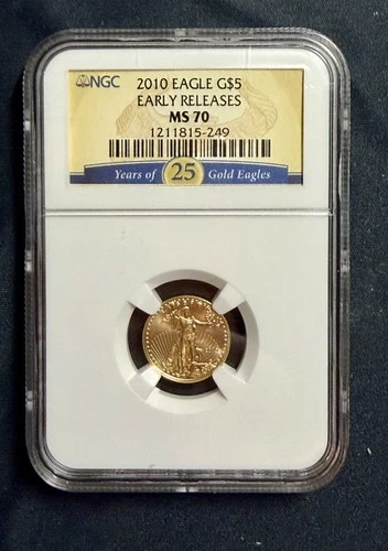2010 $5 American Gold Eagle Early Release MS70 NGC 1/10 oz gold