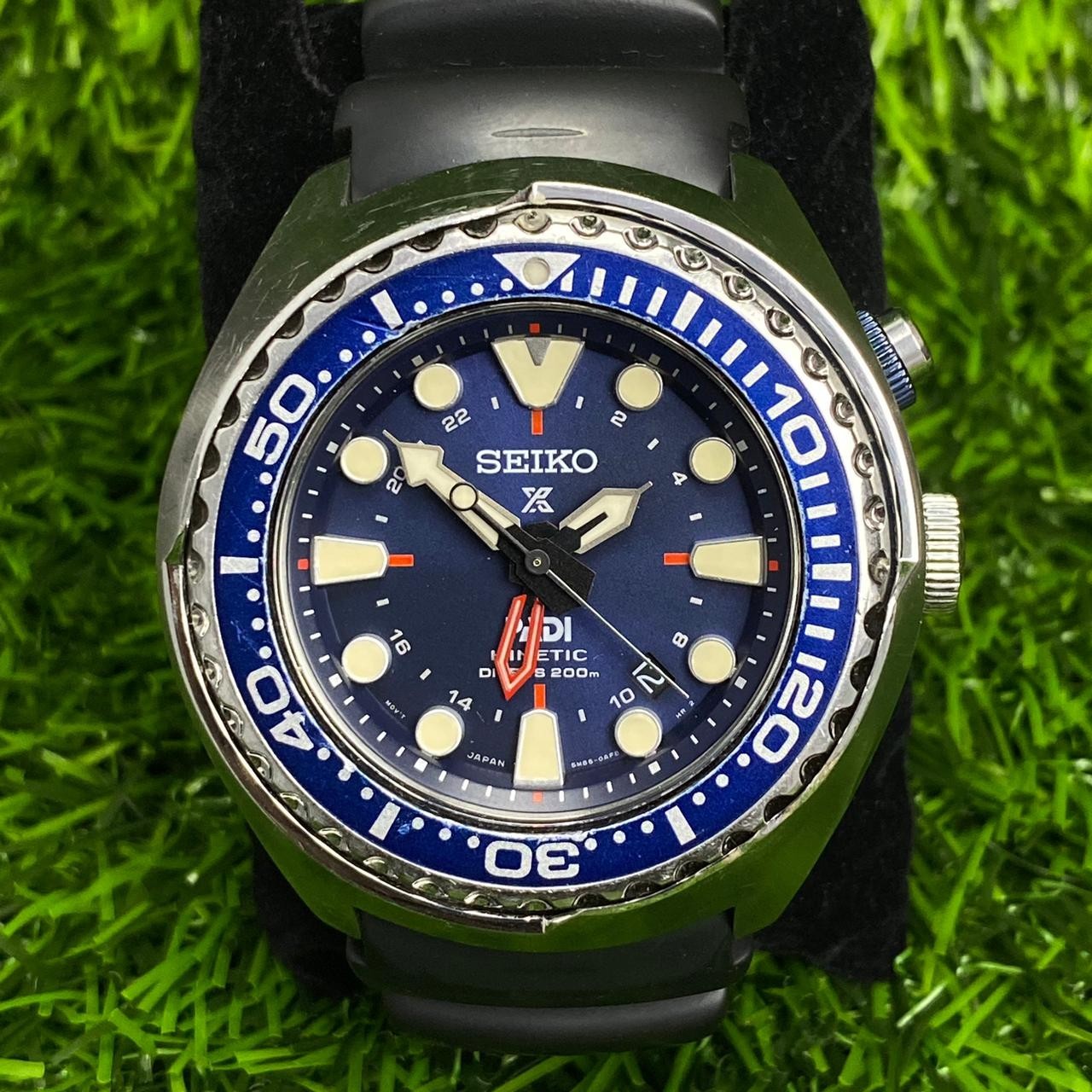 Rare Seiko SUN065 GMT Prospex Padi Solar Kinetic 5M85-0AB0 Blue Dial Watch Men