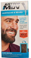 Just For Men M-45 DARK BROWN Mustache Beard Brush In Blue NOW W/ KERATIN