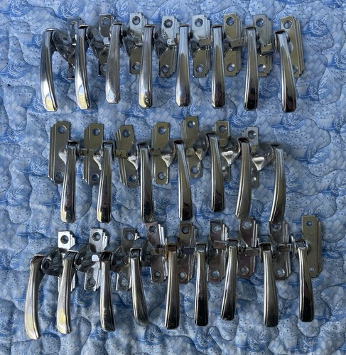 Vintage Chrome Metal Cabinet Door Handles 17 Right, 7 Left (no latches Included)
