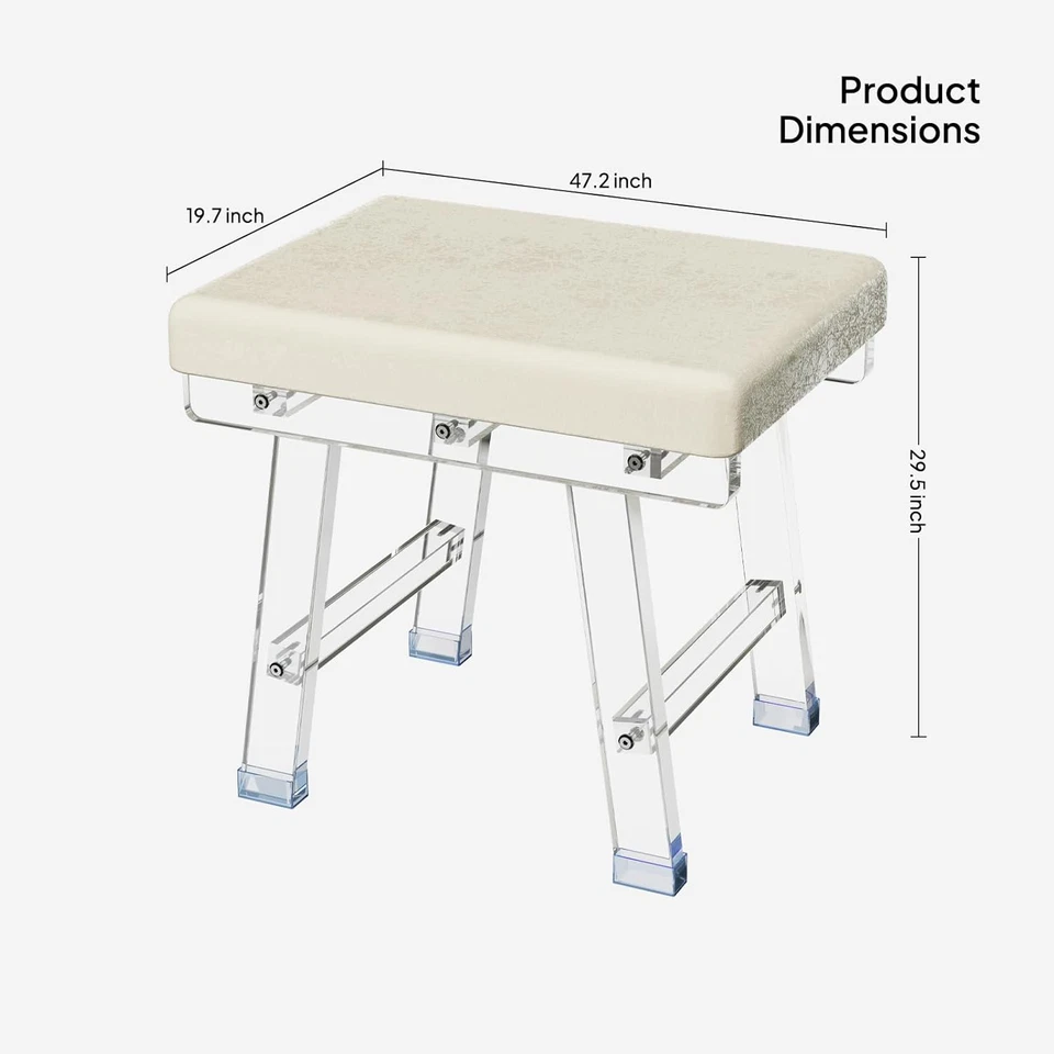 Reposapiés acrílico otomano - pequeño rectangular otomano con imitación de cuero - sofá Foo Foto 3 de 4
