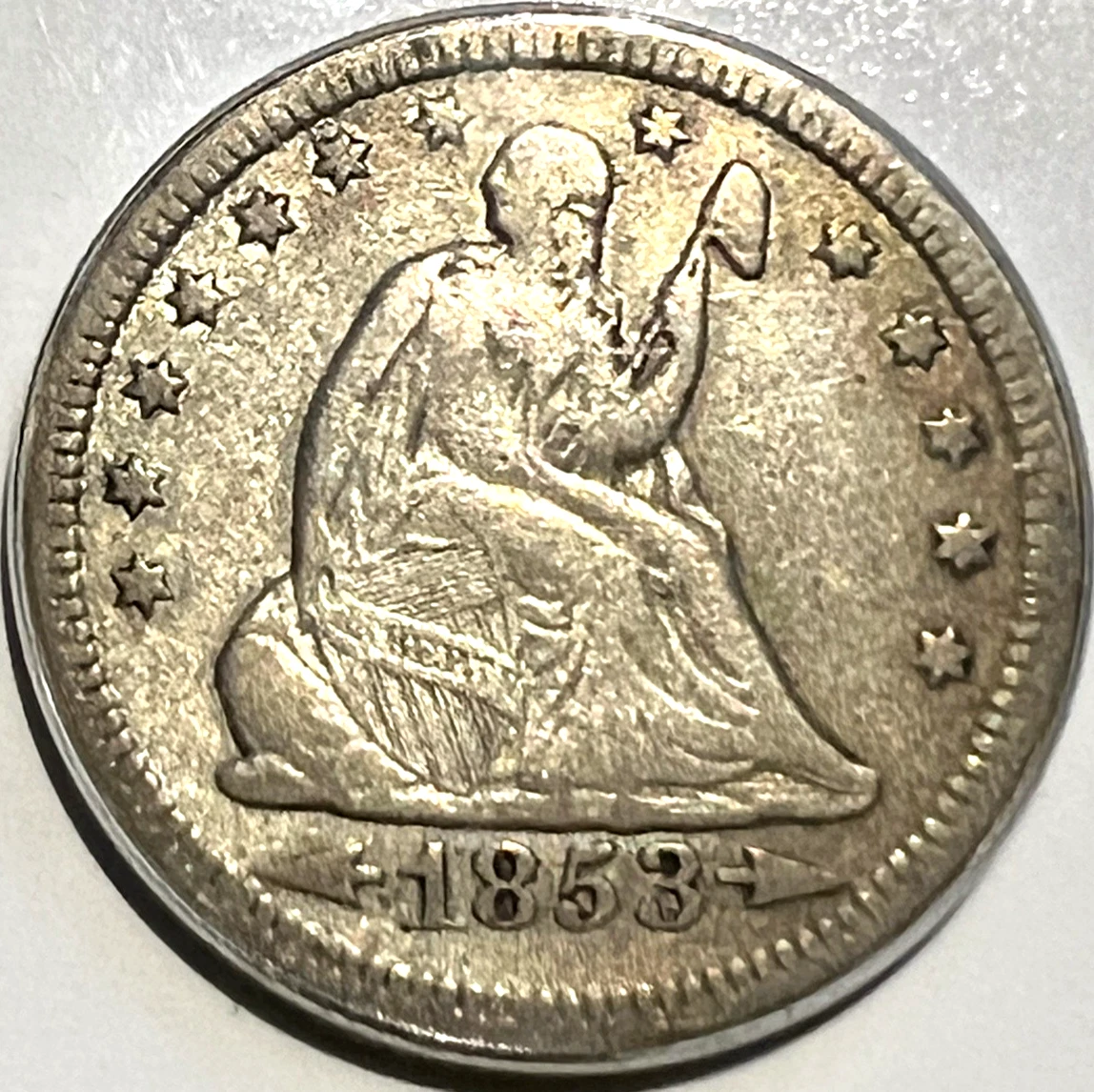 VF 25 Graded 1853 Year Seated Liberty US Quarters (1838-1891) for