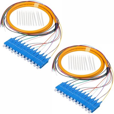 2 PCS SC/UPC Fiber Optic Pigtail 1.2m 12 Strand SingleMode 9/125 12Color